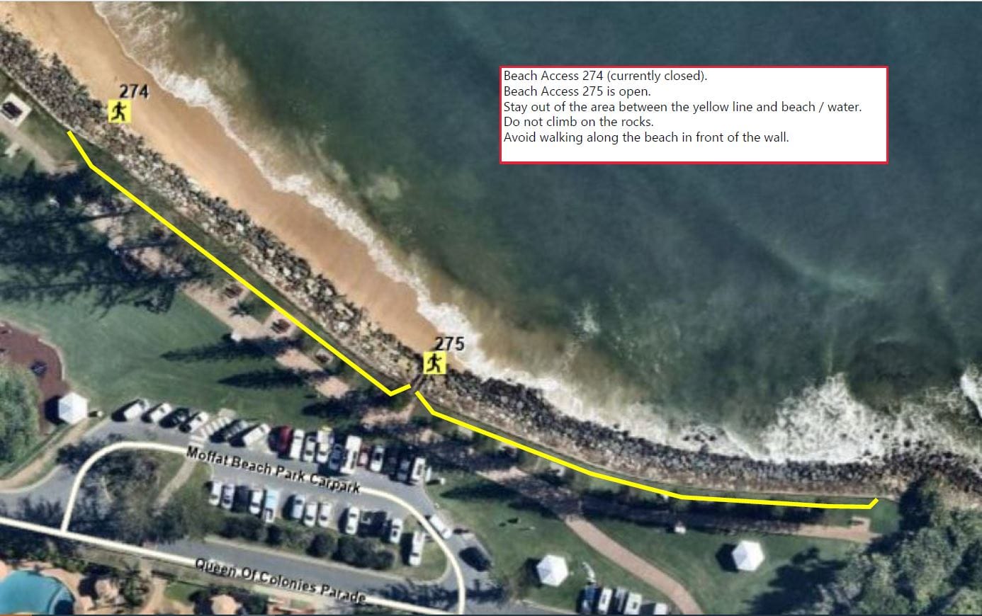 Community advised stay off  unstable Moffat Beach seawall